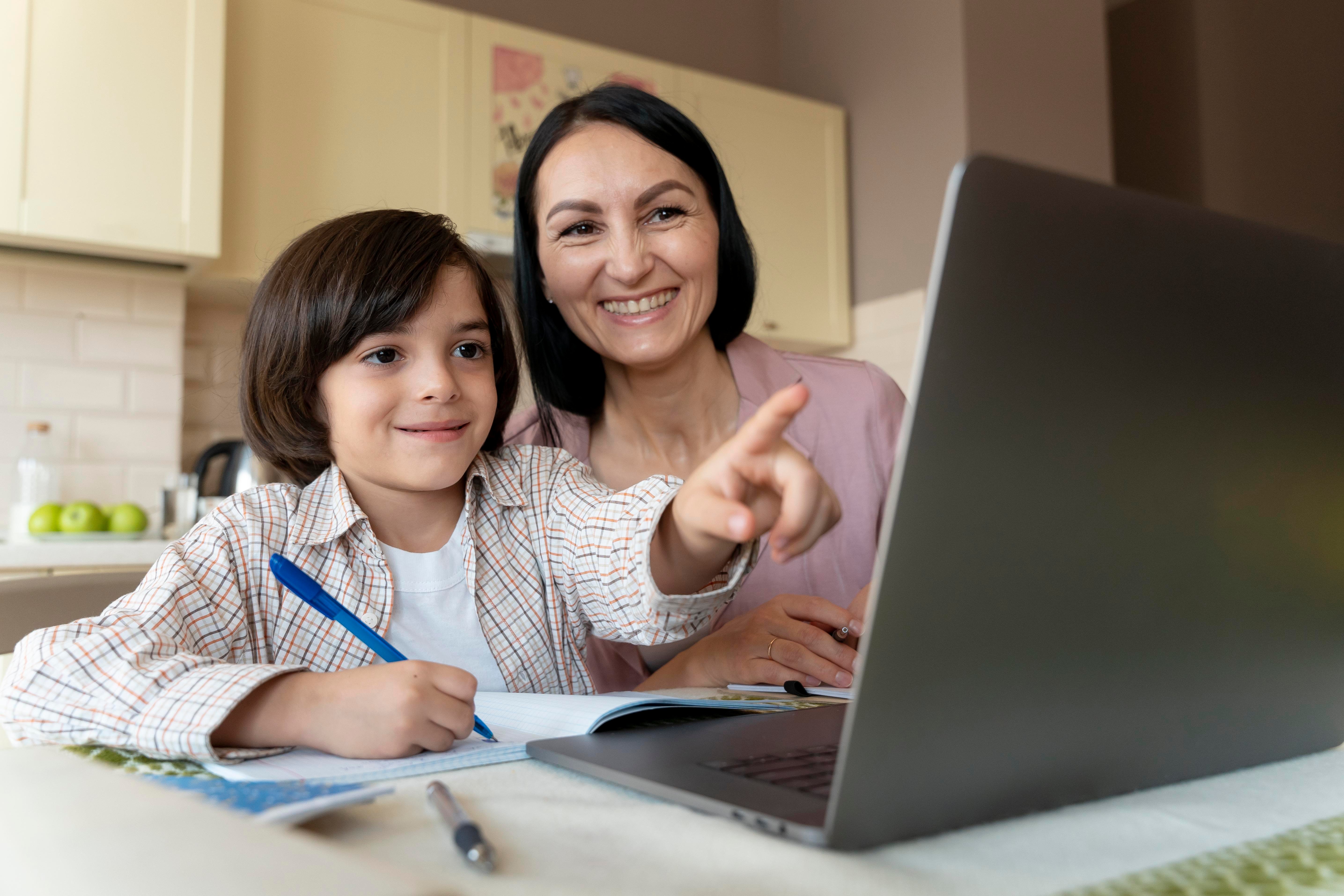 mother-helping-her-son-online-class